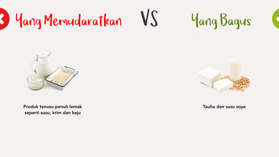 Yang Memudaratkan vs Yang Bagus - Produk Tenusu Penuh Lemak vs Tauhu dan Susu Soya