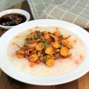 Porridge with Spicy Anchovy and Honey Gold Flakes