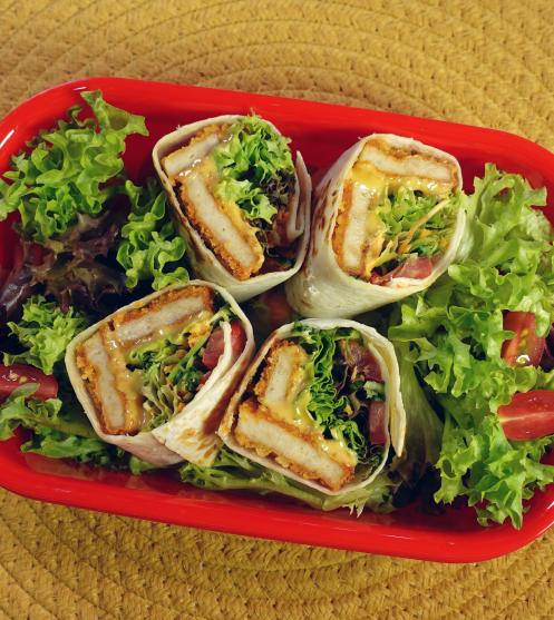 Harvest Gourmet Schnitzel Wrap with Sweer Chili Mustard Sauce