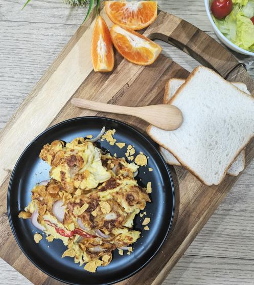 Fried Eggs Crunchy Gold Corn Flakes