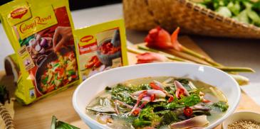 SUP IKAN BAONG BERSAMA SAYUR PAKU PAKIS MAGGI