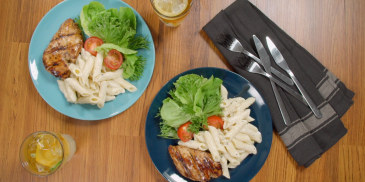 Yogurt Carbonara with Grilled Chicken Salad